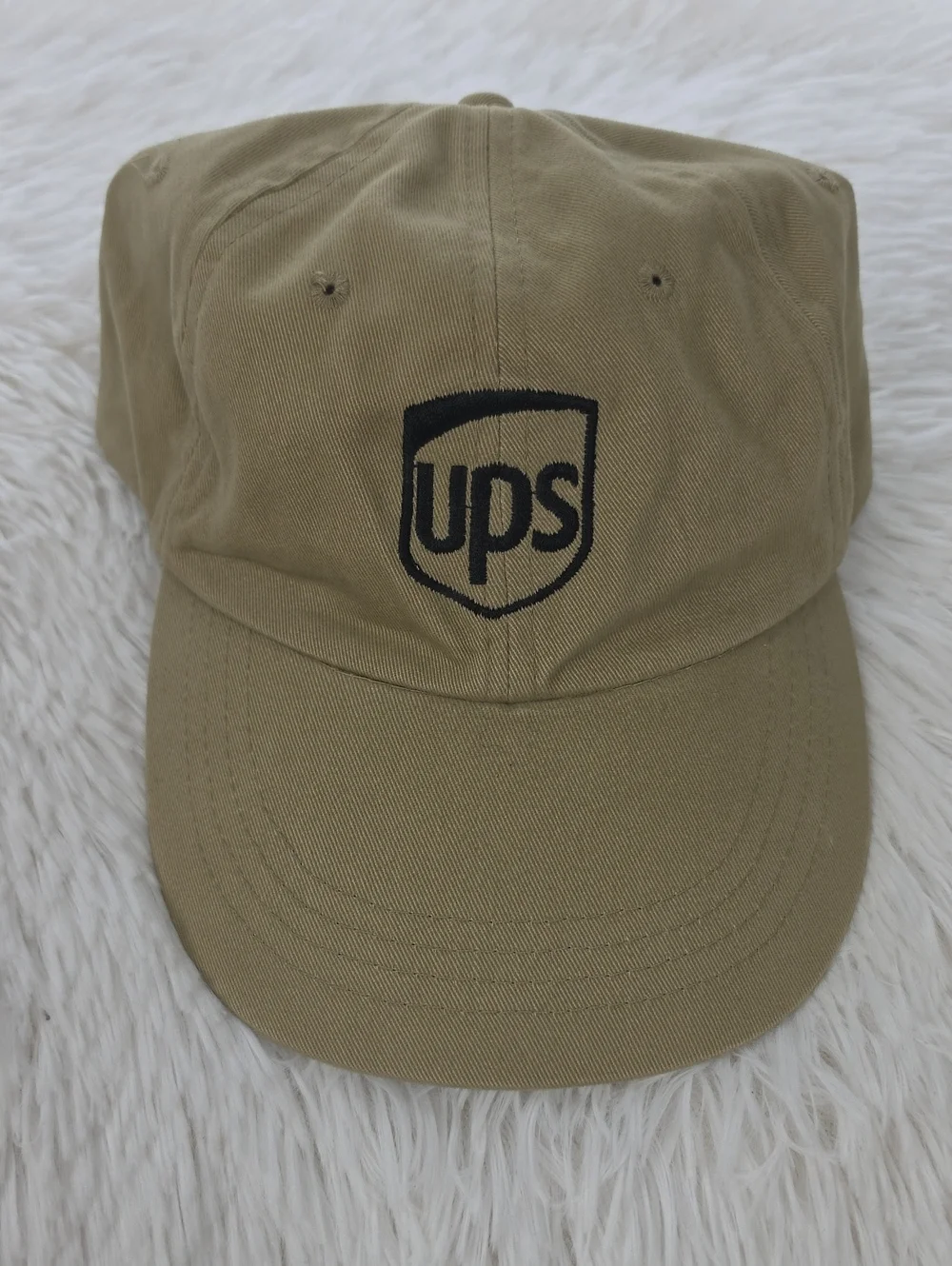 Vintage 90s Anvil UPS Shield Logo Strapback Dad Hat Khaki Tan Onesize